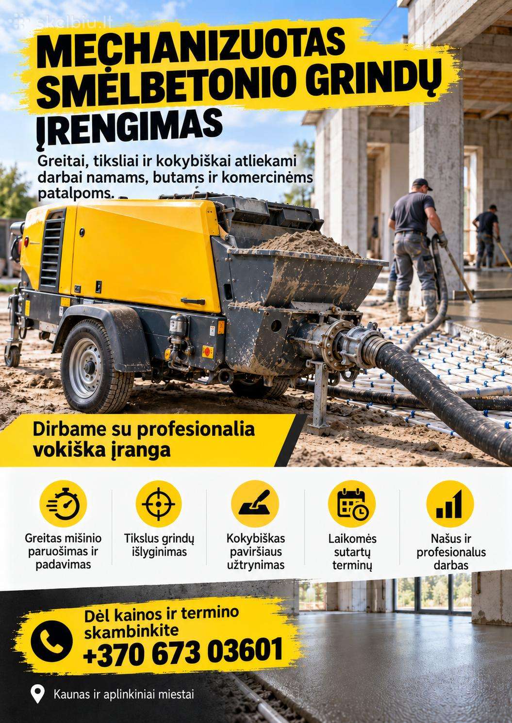 Grindų betonavimas