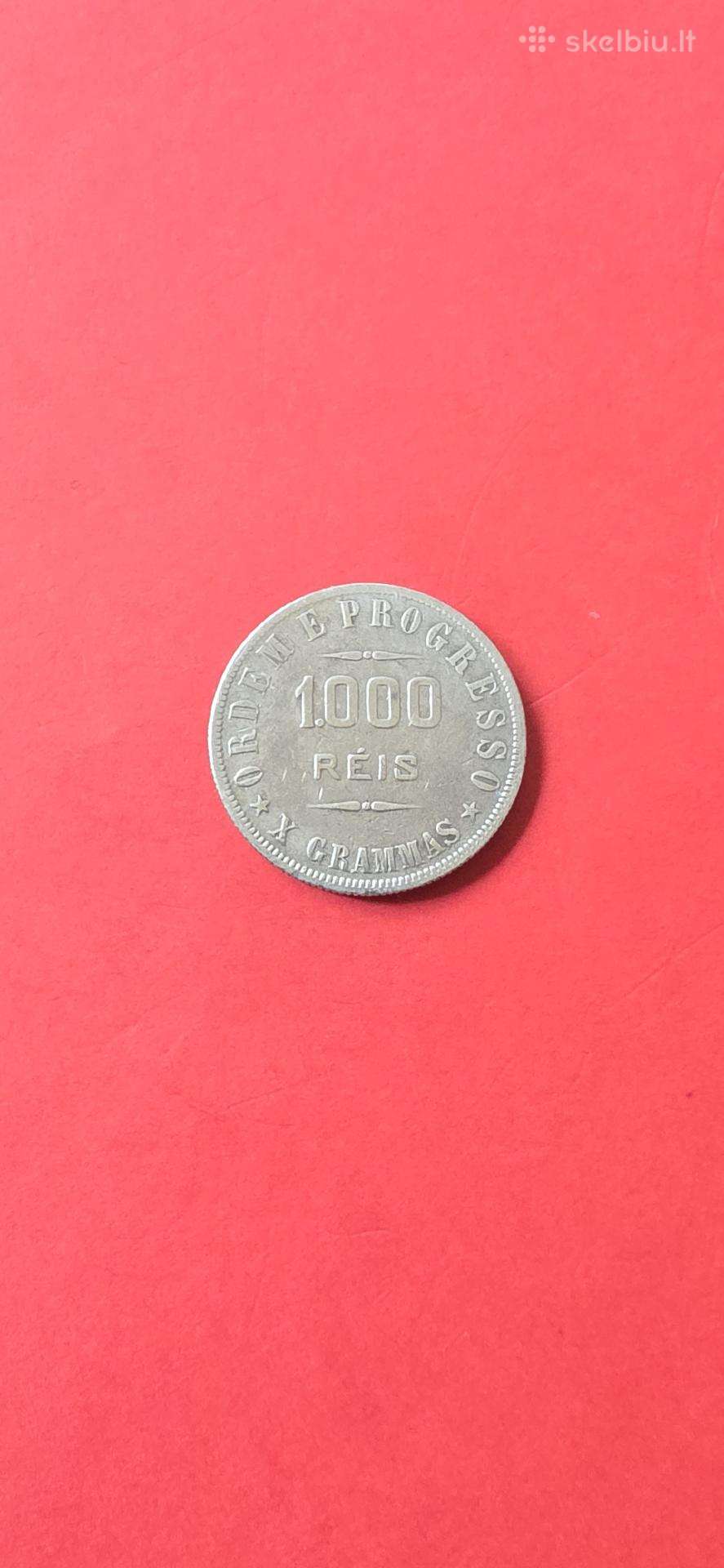 Brazilija 1000 reisų 1910,sidabras 0,900
