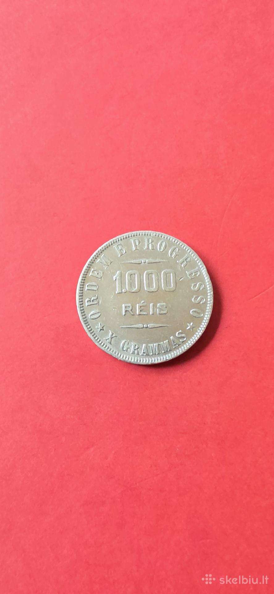 Brazilija 1000 reisų 1908,sidabras 0,900