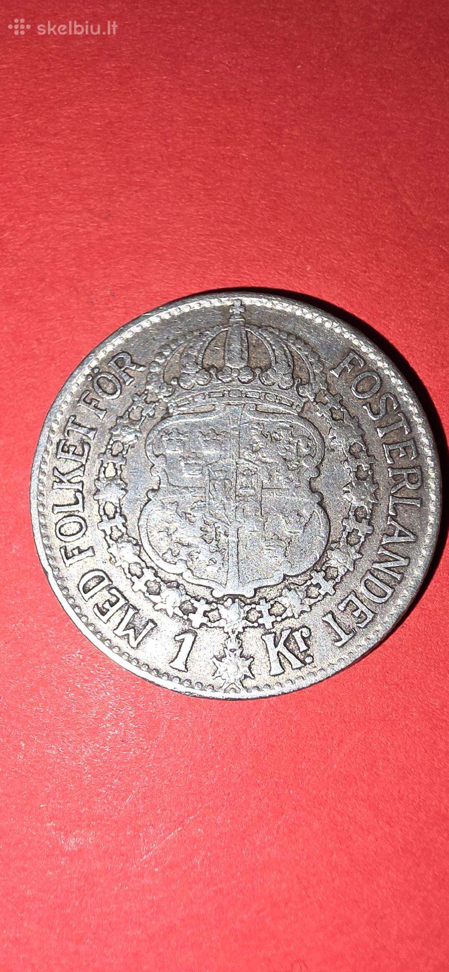 Švedija 1 krona 1940,sidabras 0,800.