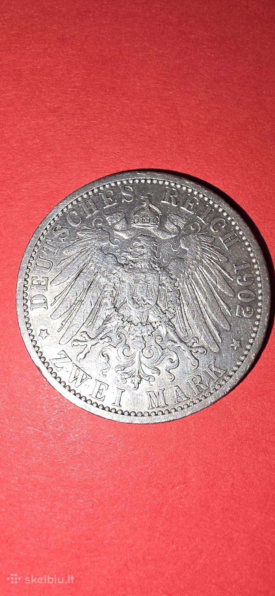 Prūsija 2 markės 1902,sidabras 0,900