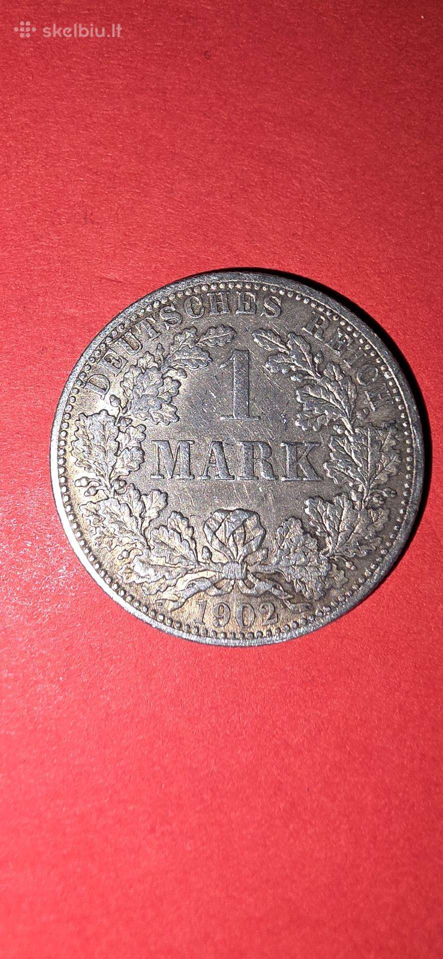 Vokietija 1 markė 1902 F,sidabras 0,900