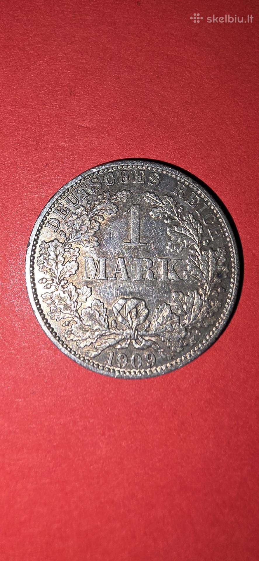 Vokietija 1 markė 1909 A,sidabras 0,900
