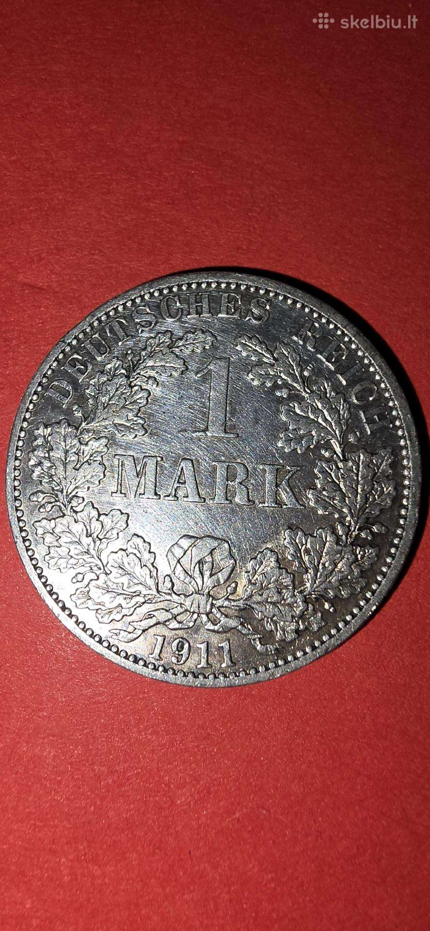 Vokietija 1 markė 1911a,sidabras 0,900