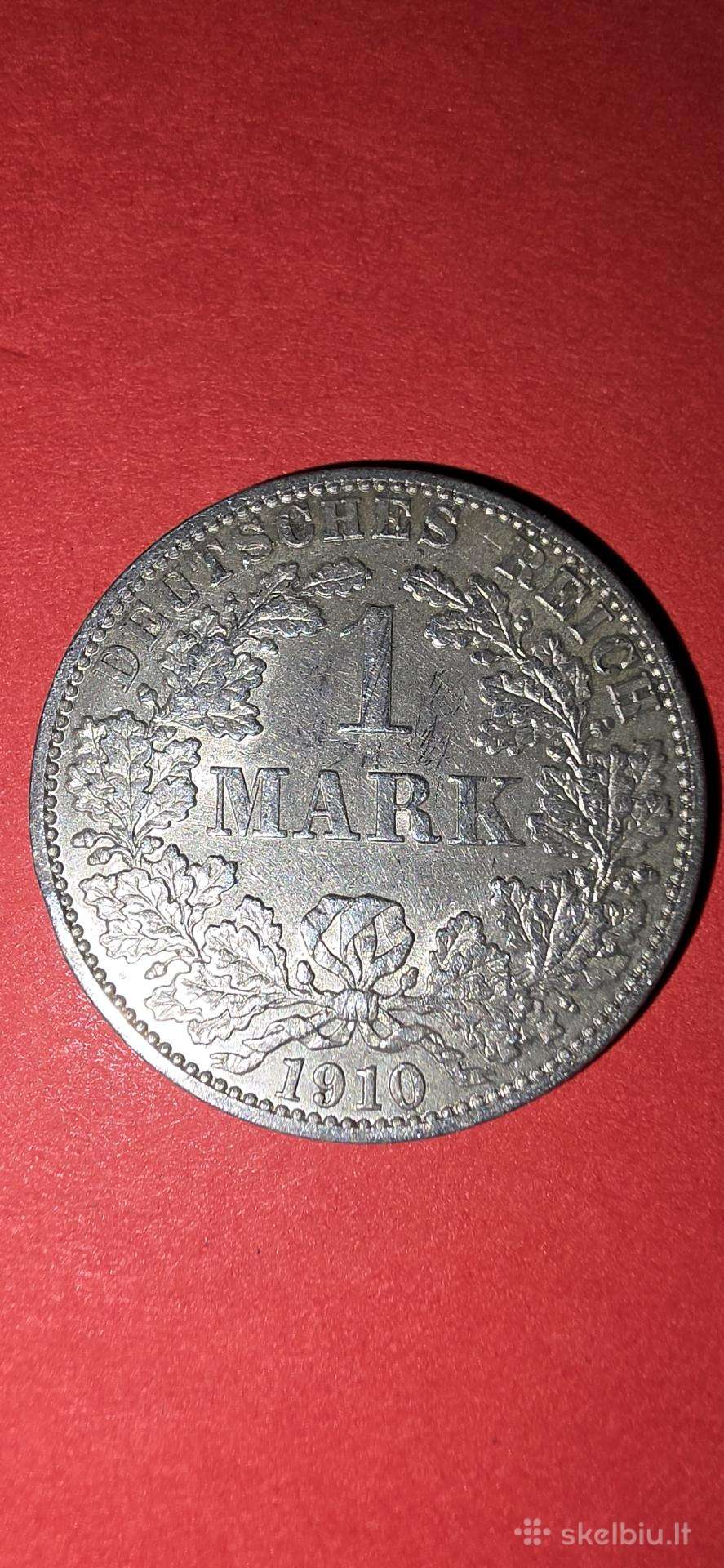 Vokietija 1 markė 1910 A,sidabras 0,900