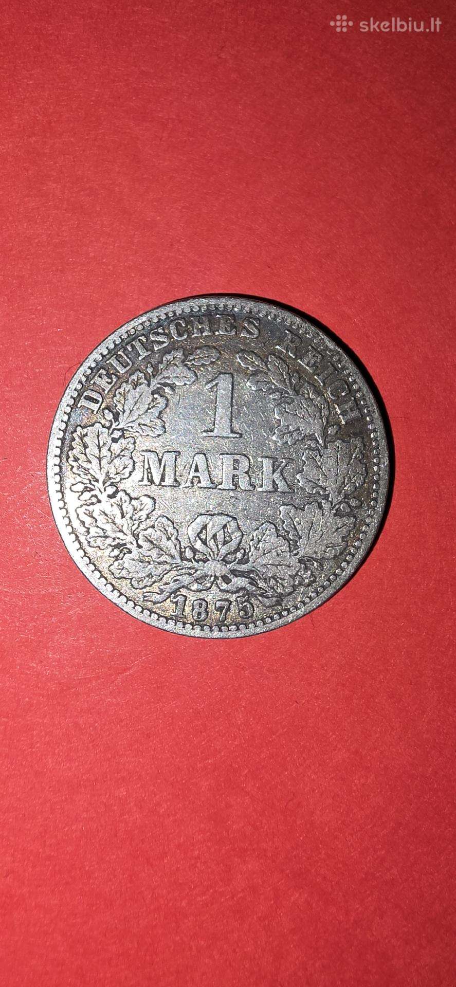 Vokietija 1 markė 1875g,sidabras 0,900