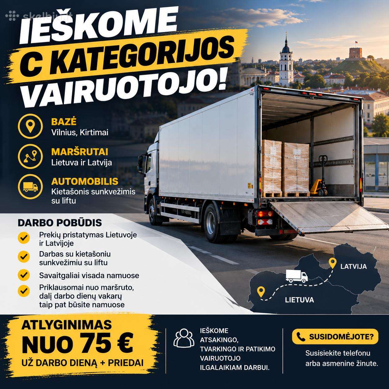 Ieškome C Kategorijos Vairuotojo Darbui LT-lv