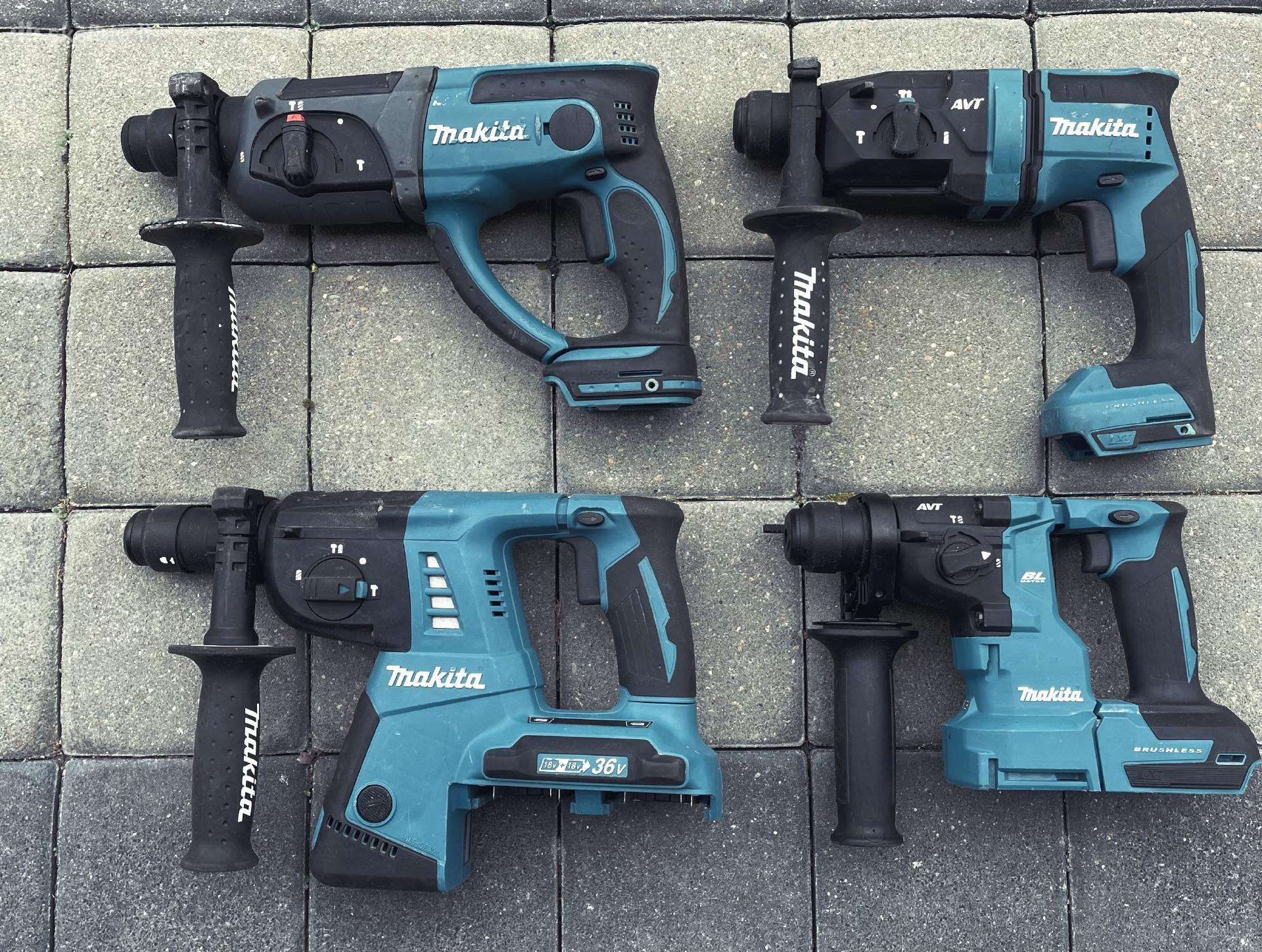 Makita, Dewalt, Milwaukee perforatoriai