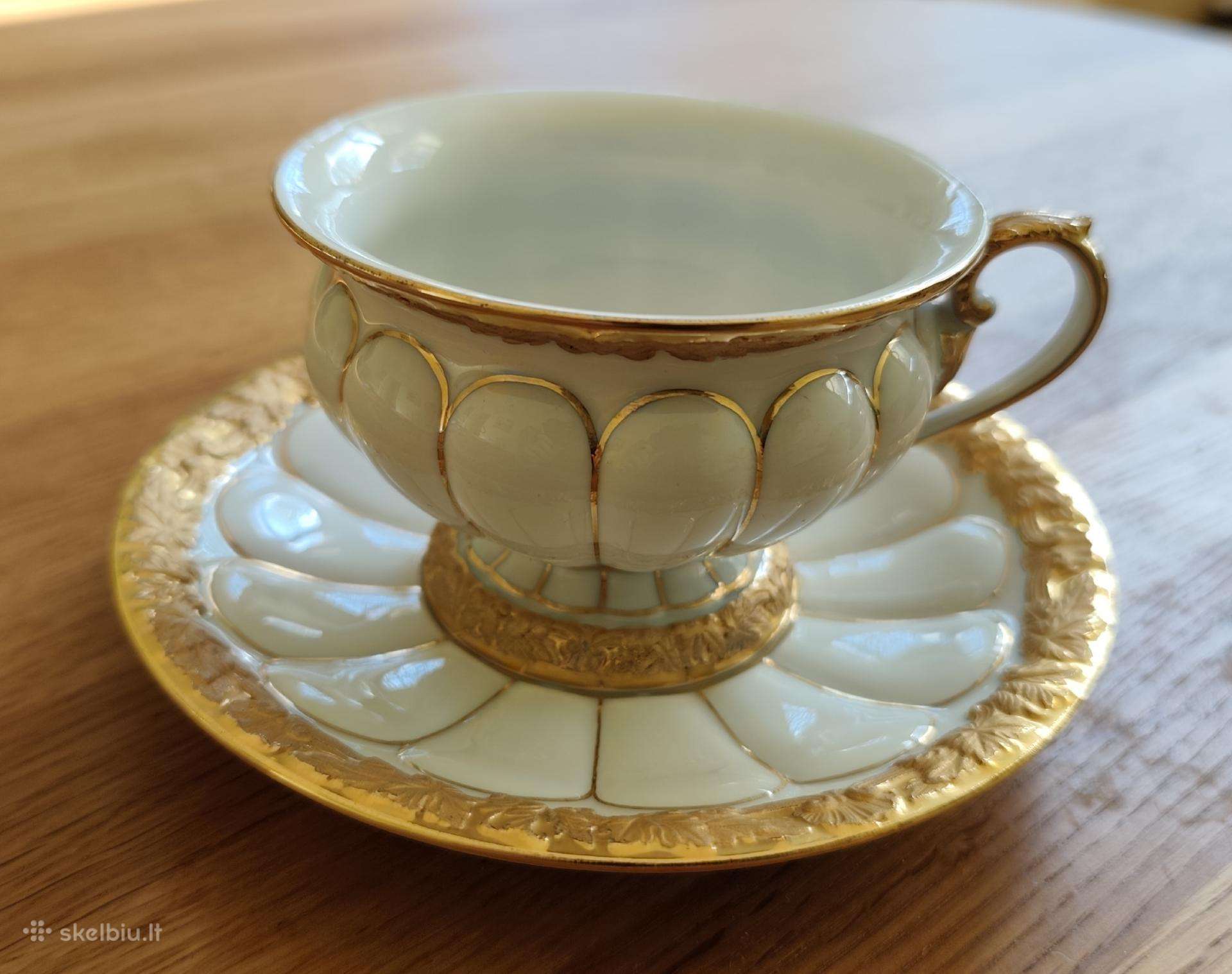 Meissen x-form arbatos puodelis su lėkštute