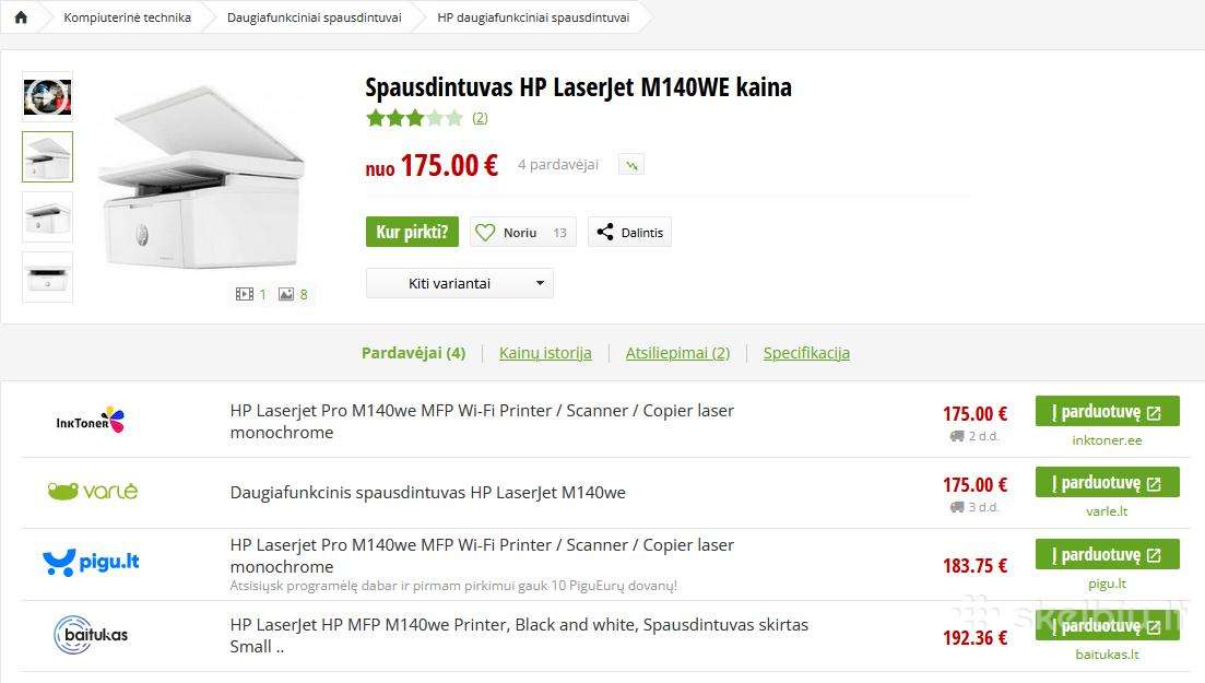 Hp Laserjet Mfp M140we Printer Vilnius