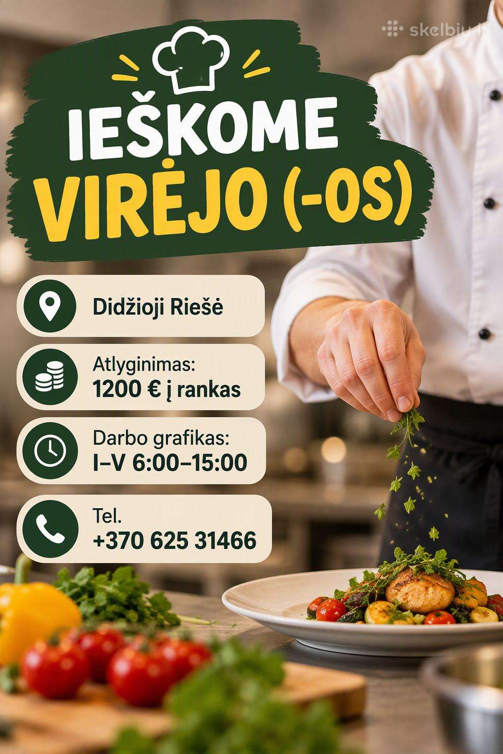 Ieškome virėjo (-OS)