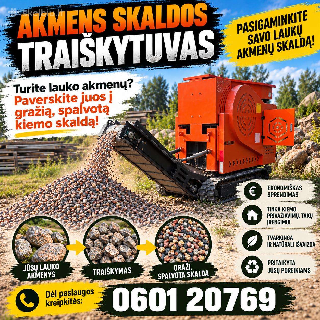 Parduodamas vikšrinis akmenų smulkintuvas