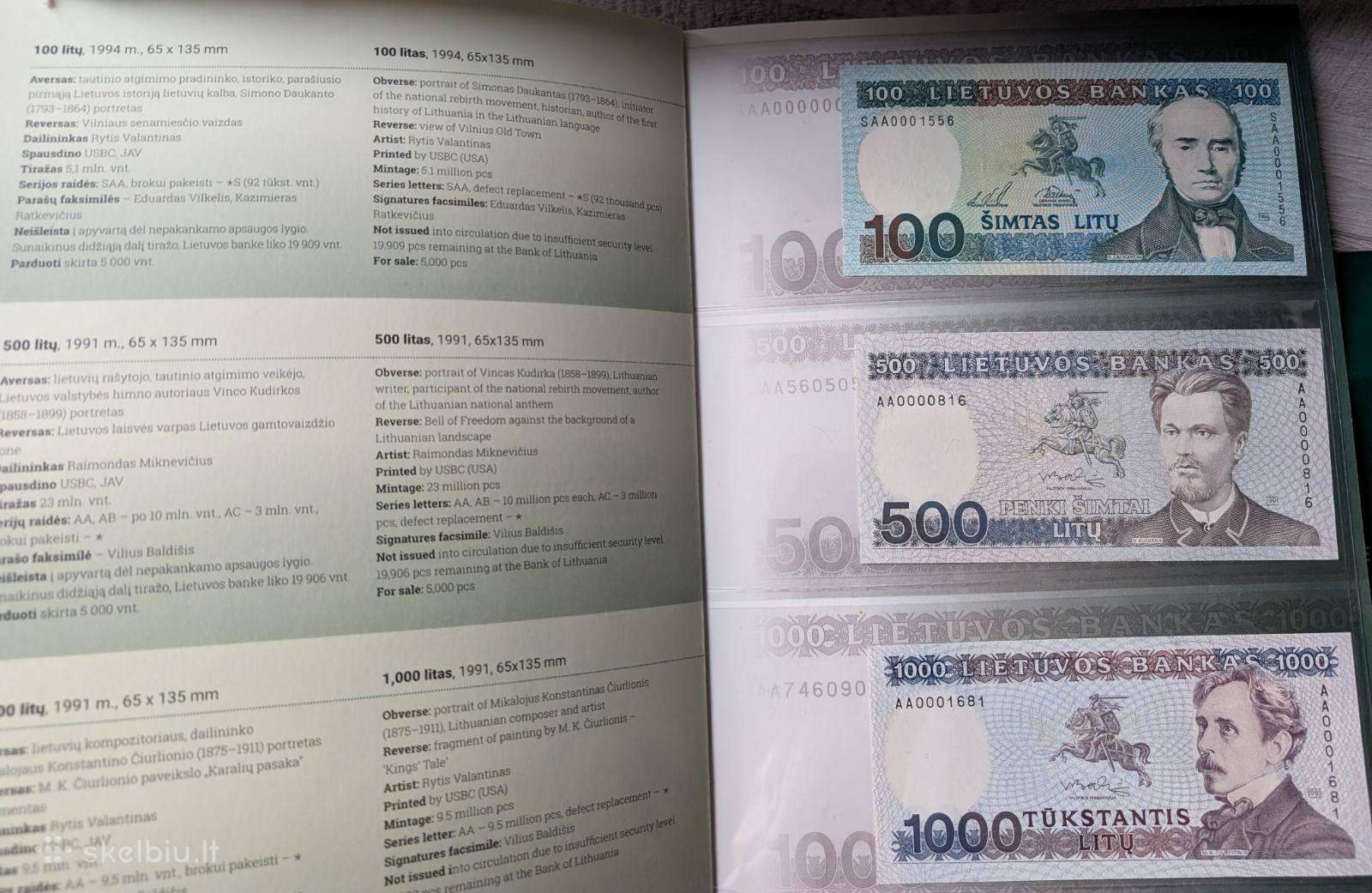 Numizmatinių litų banknotų rinkinys