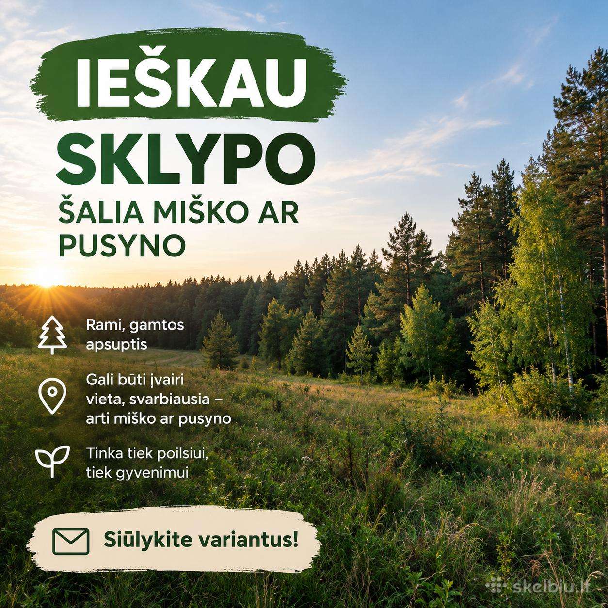 Ieškomas sklypas Jurbarko mieste ar rajone !