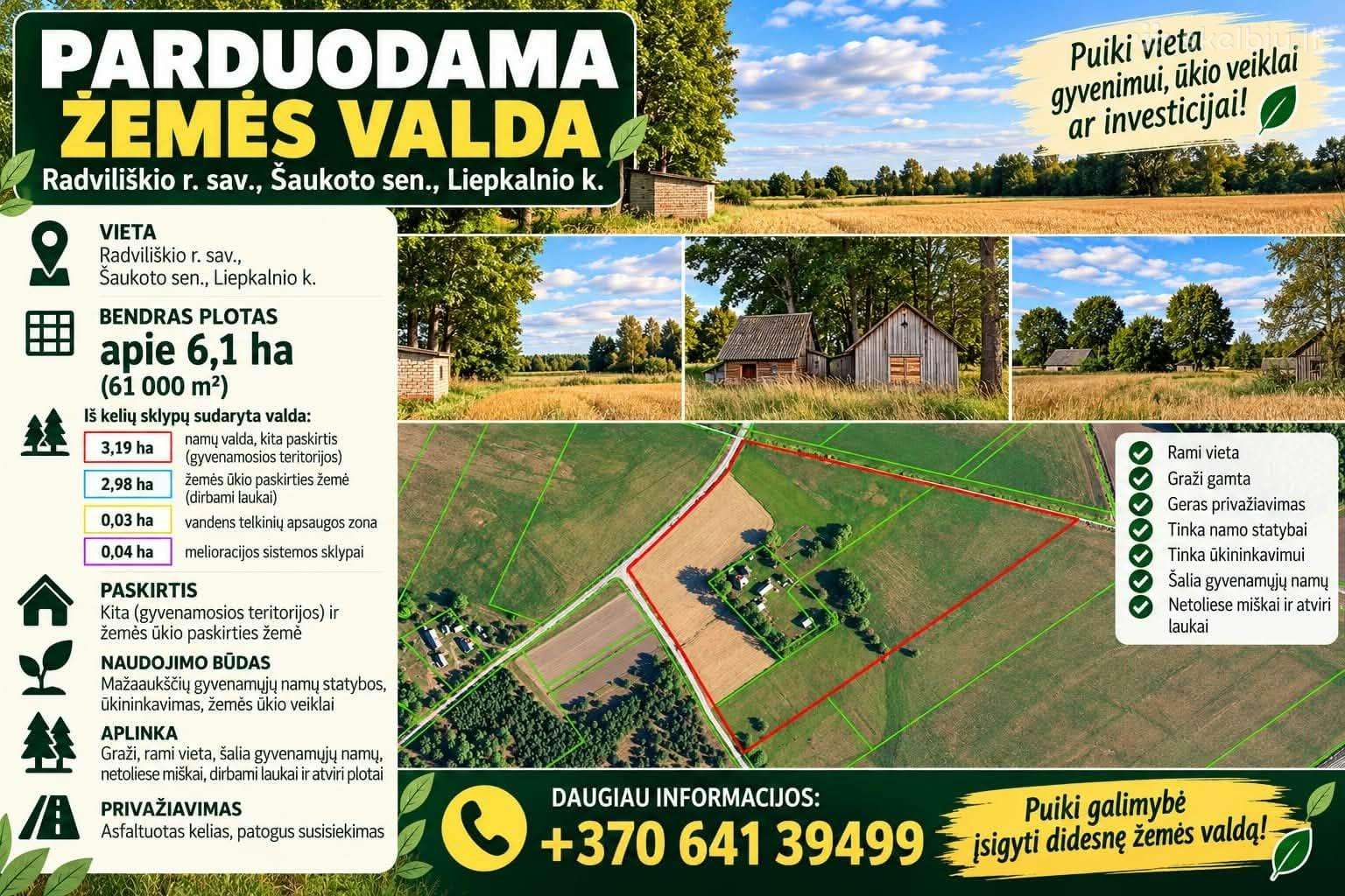 Parduodami 3 žemės sklypai Radviliškio Rajone