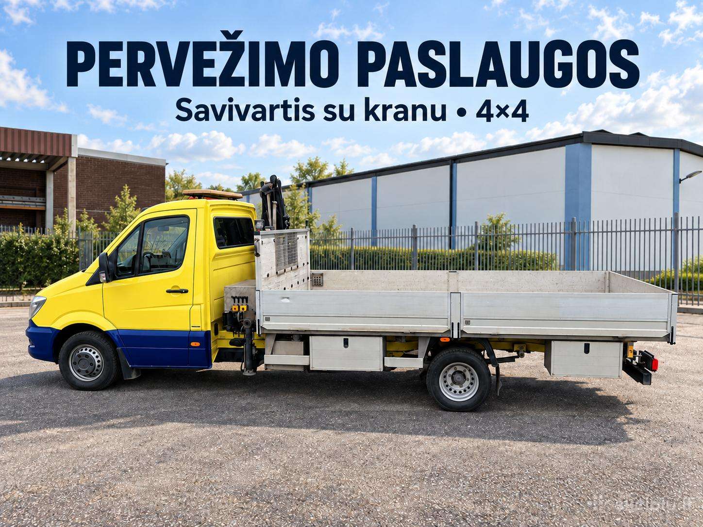 Pervežimo paslaugos savivarčiu su kranu – 44!