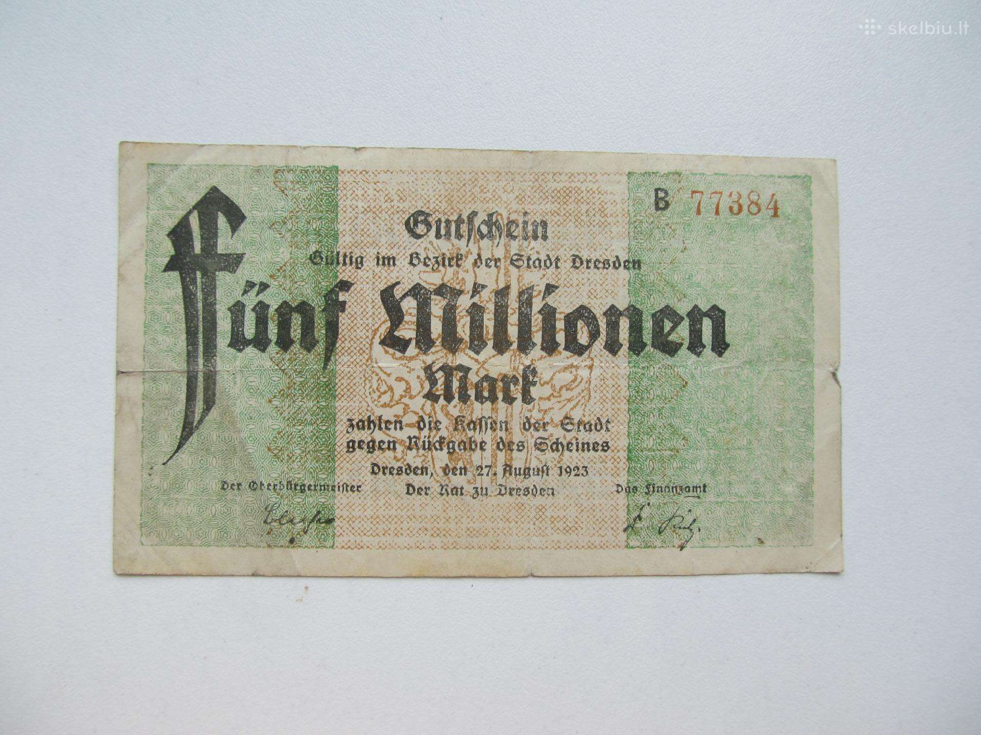 5 milijonai markiu , Dresden Vokietija , 1923