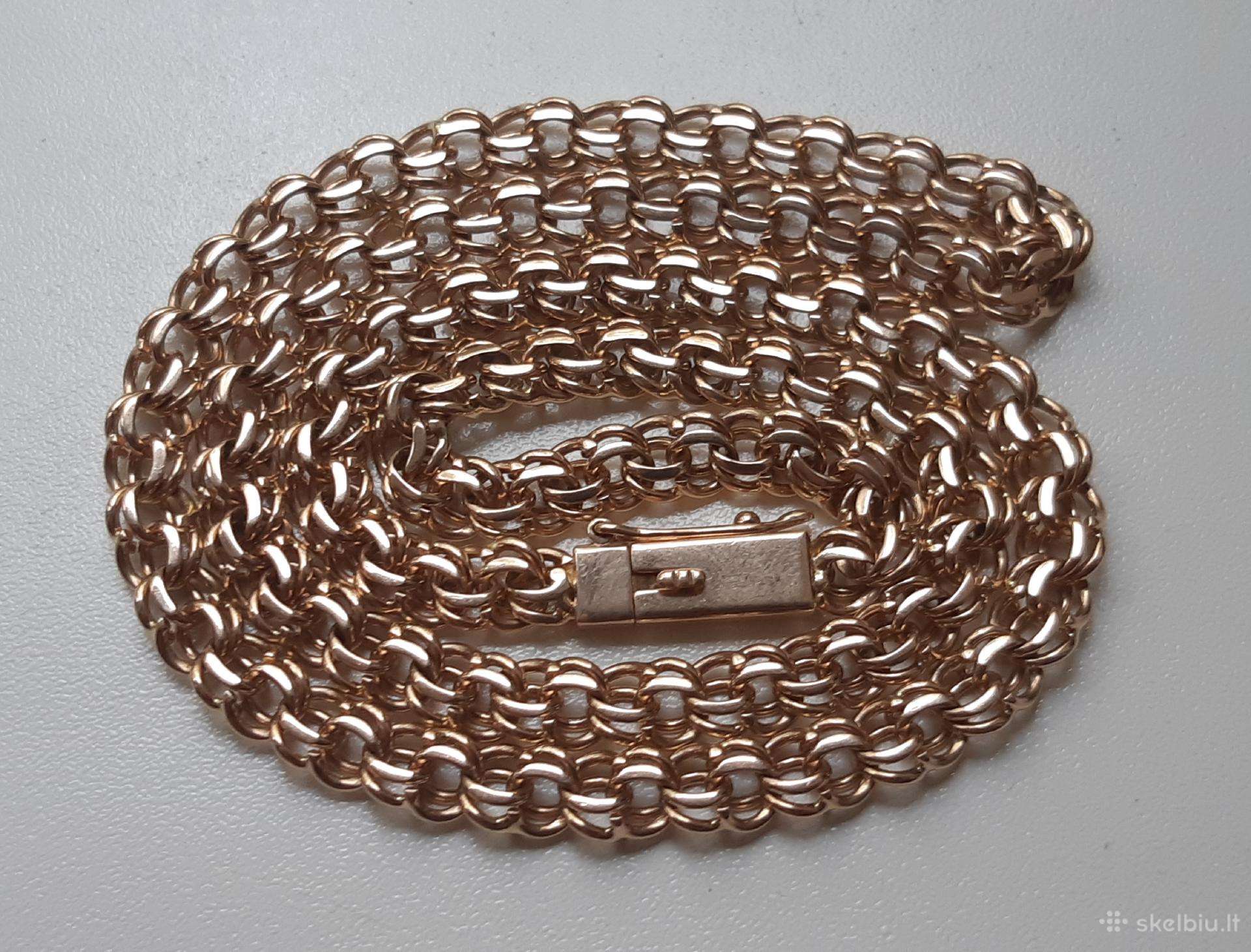 Bismark auksine grandinele raudono 36,6gr 585praba