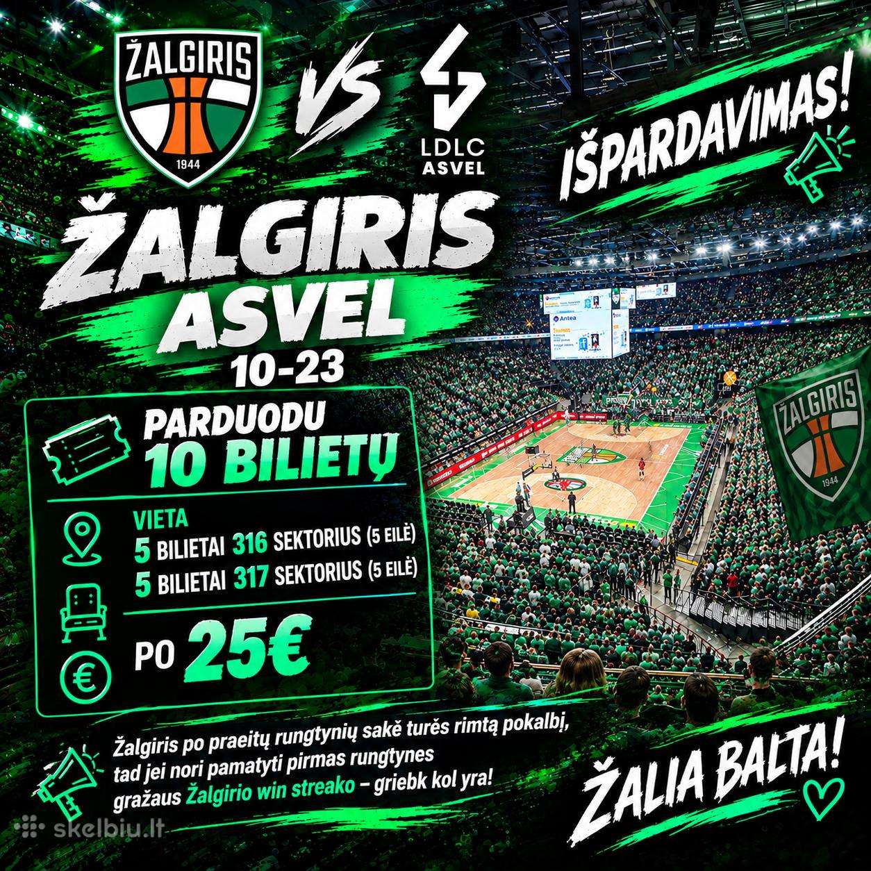 Žalgiris - Asvel po 25€