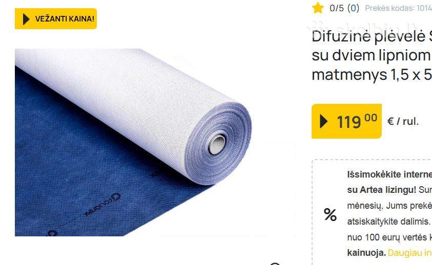 Difuzinė plėvelė Strotex Q 1,5 m pločio