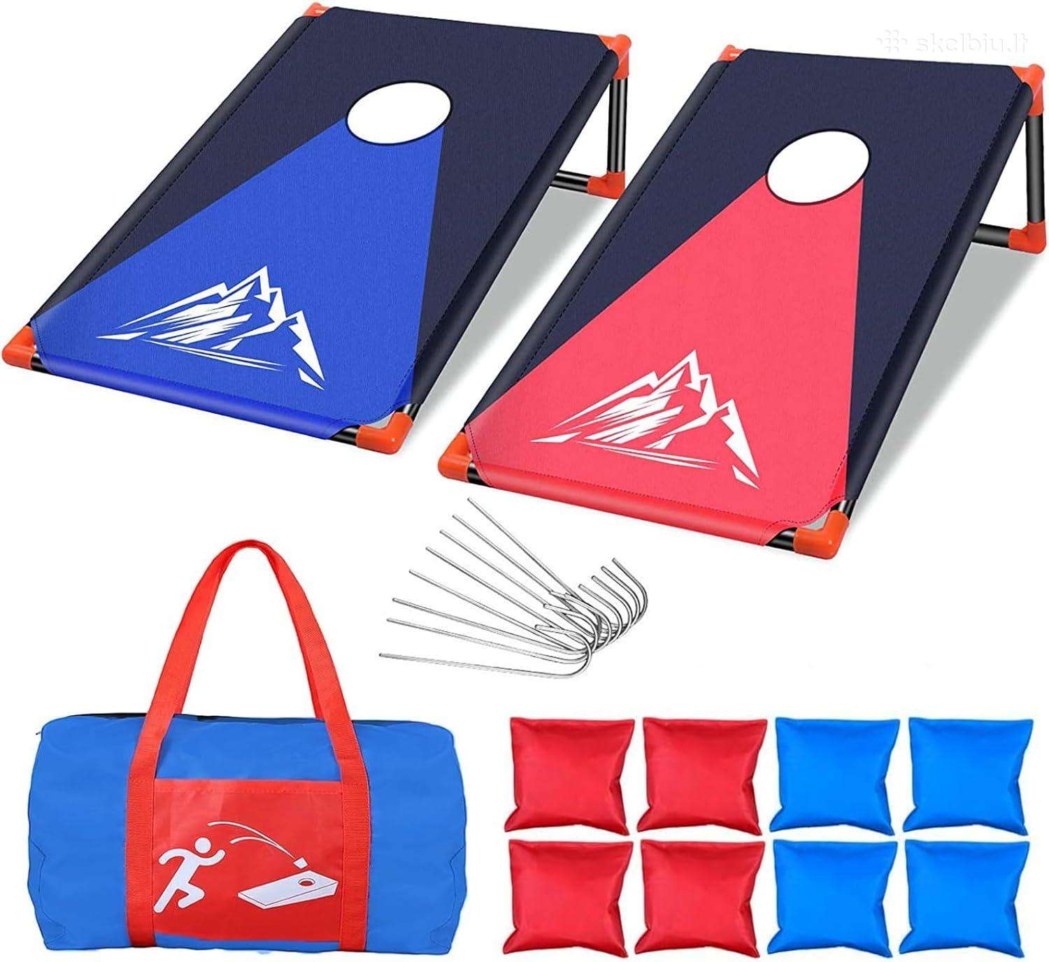 Nešiojamas „cornhole“ žaidimas su smėlio maišeliai