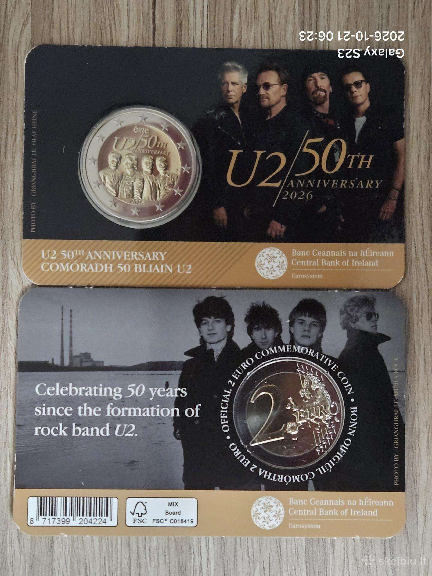 Airija 2 eurai 2026 rock band U2