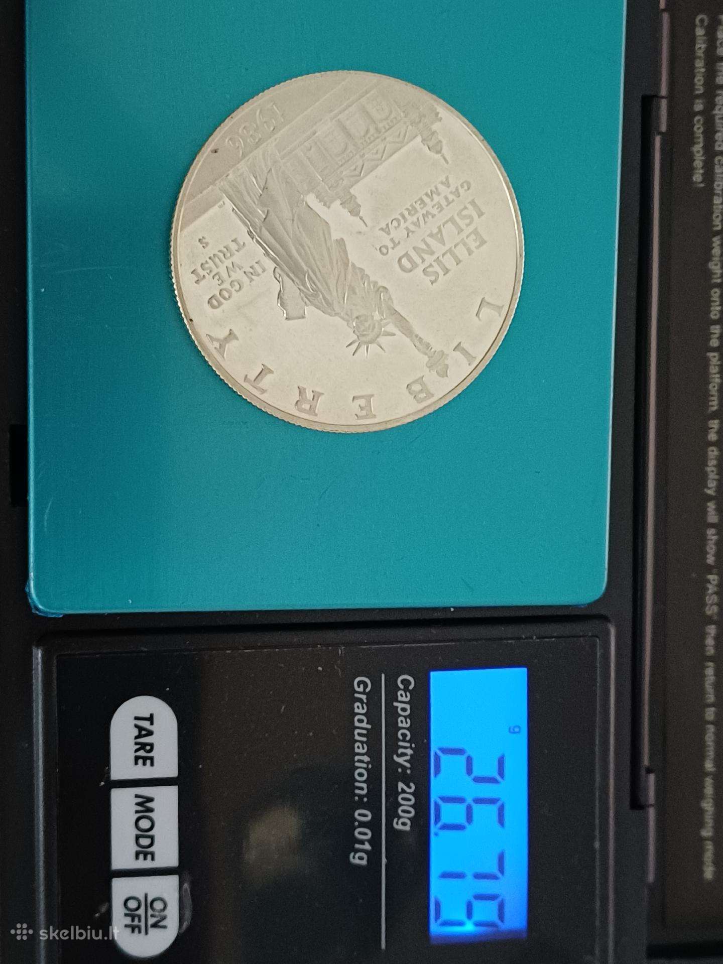 Laisvės statula JAV 1 doleris sidabrinė moneta