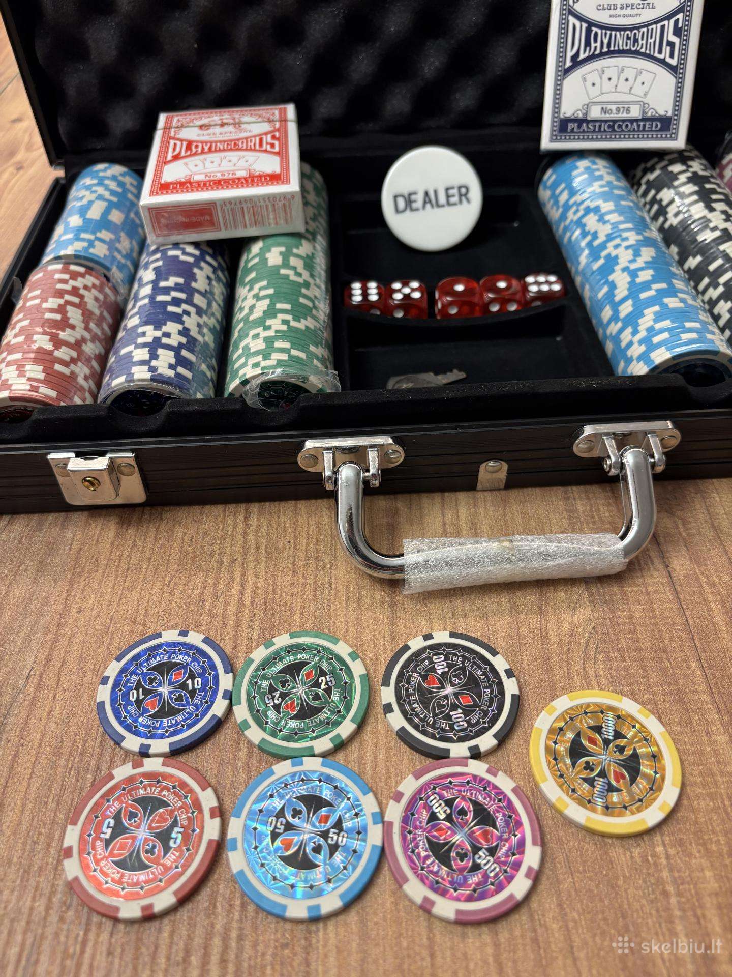 Pokerio žetonų 300vnt ir 500vnt rinkiniai