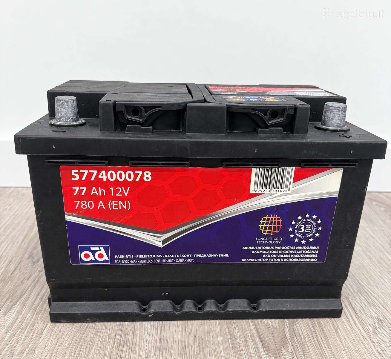 Ad akumuliatorius 77 Ah 780 A
