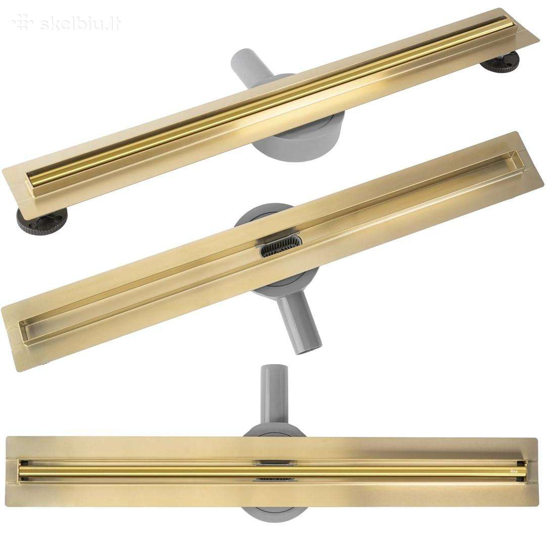 Dušo latakas Slim 360 Brush Gold – matinis