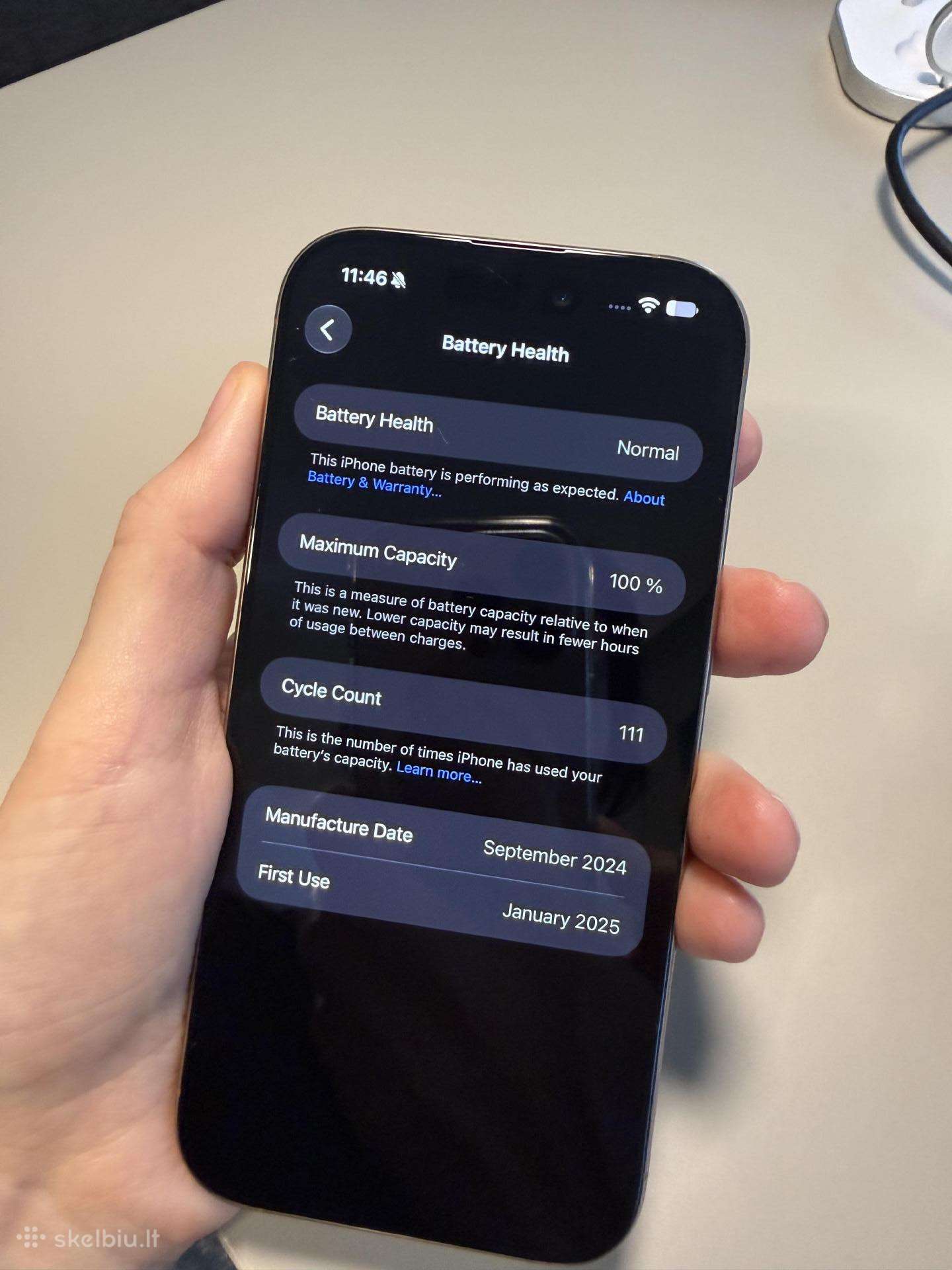 iPhone 16 Pro 256 GB 100% capacity