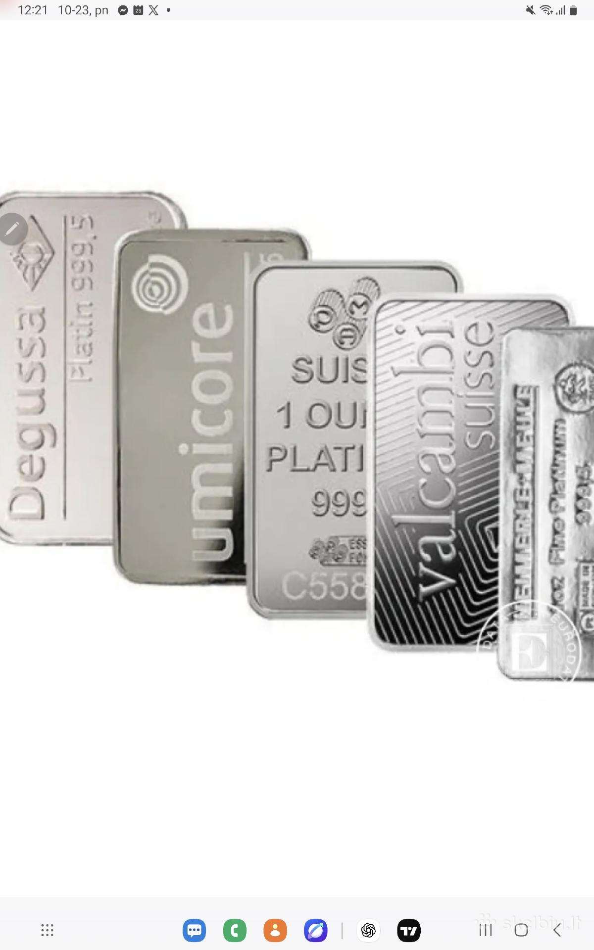 Perku auksa , sidabras, platina , paladi