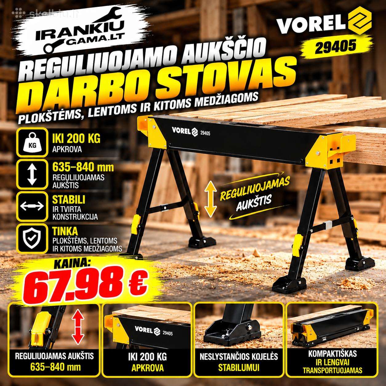 Reguliuojamas darbo stalas dažymui, staliams