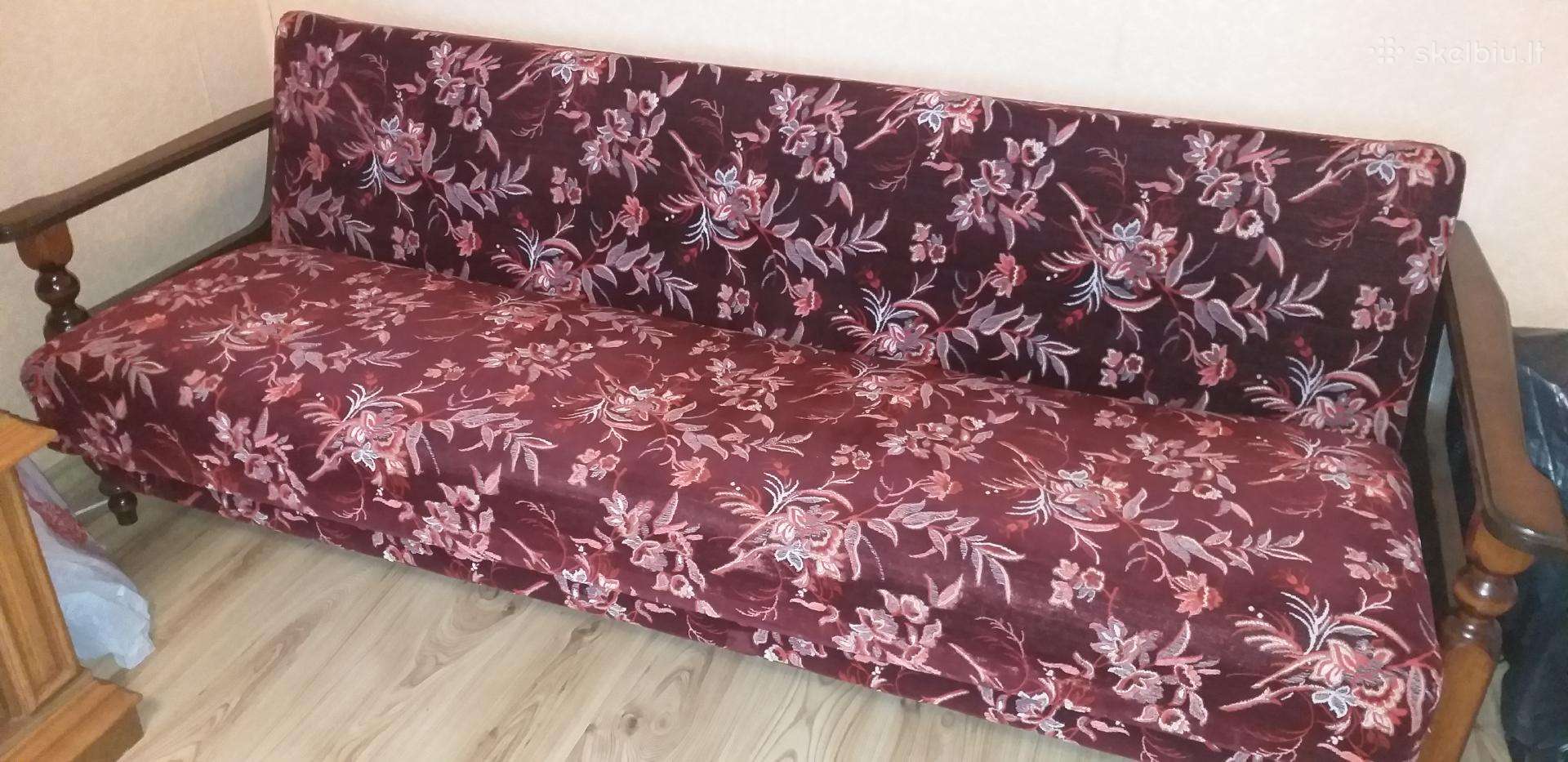 Antikvariniai baldai sofa lova ir foteliai