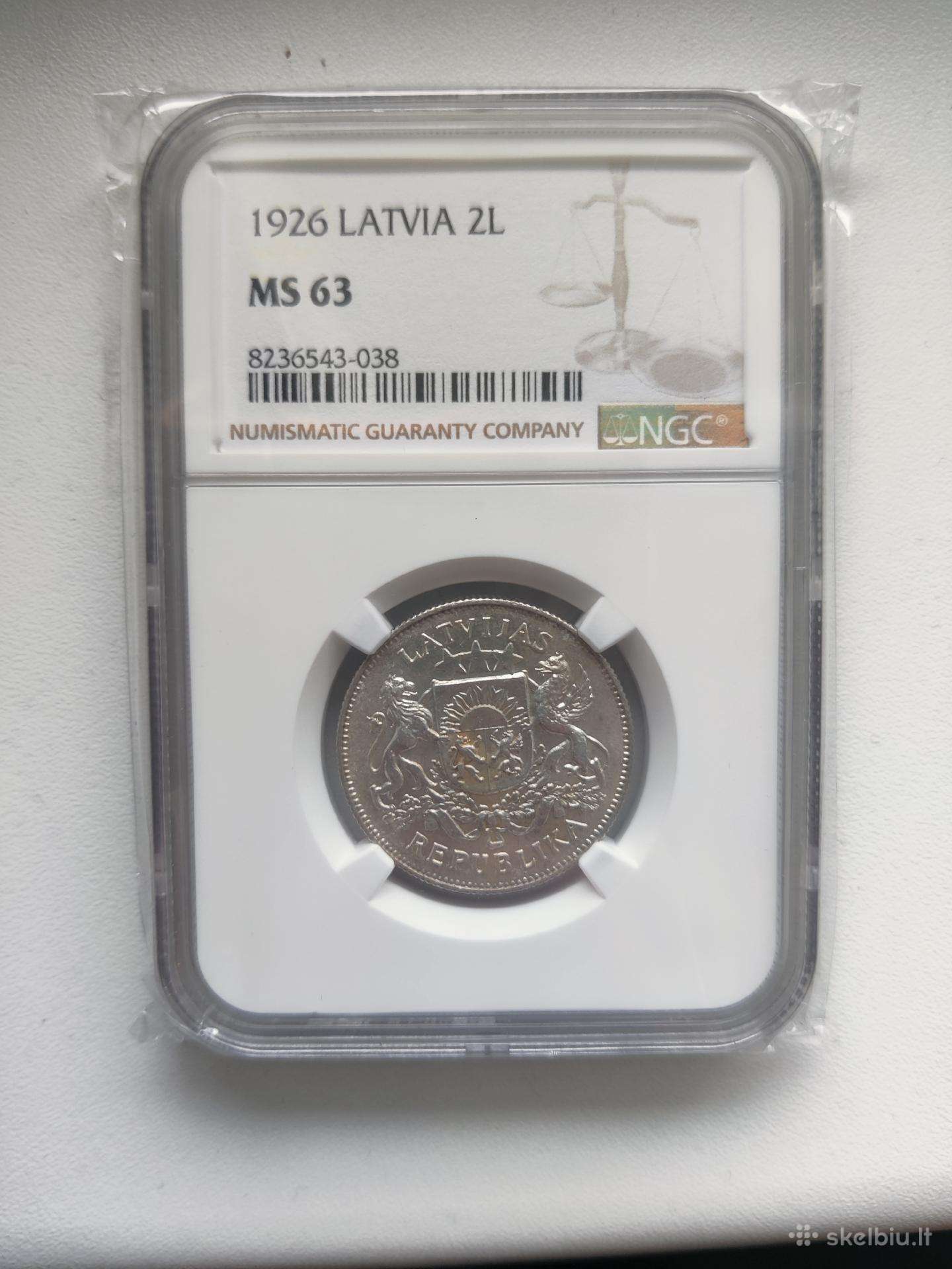 2 Latai 1926m. Ngc Ms63