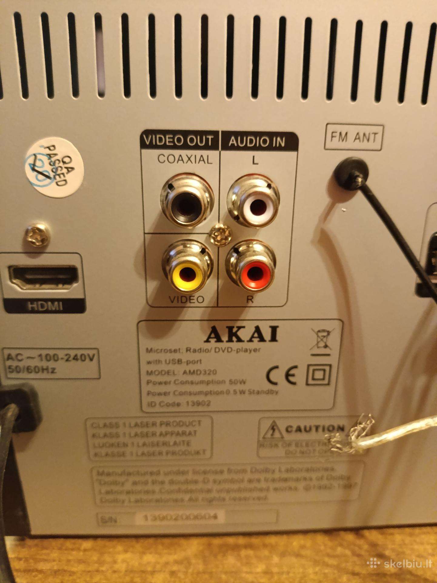 Geras Akai Centras,CD,dvd,dvx,fm, Aux,hdmi,u-porte