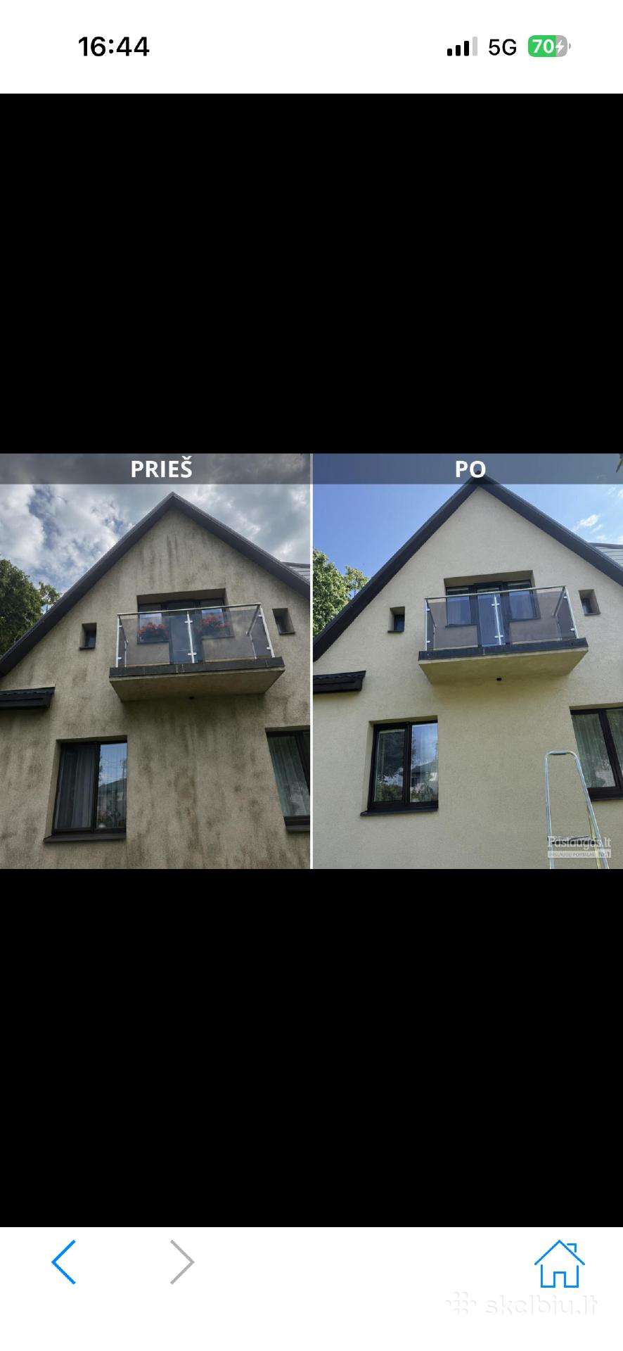 Fasadų ir trinkelių plovimas Kaune Softwash