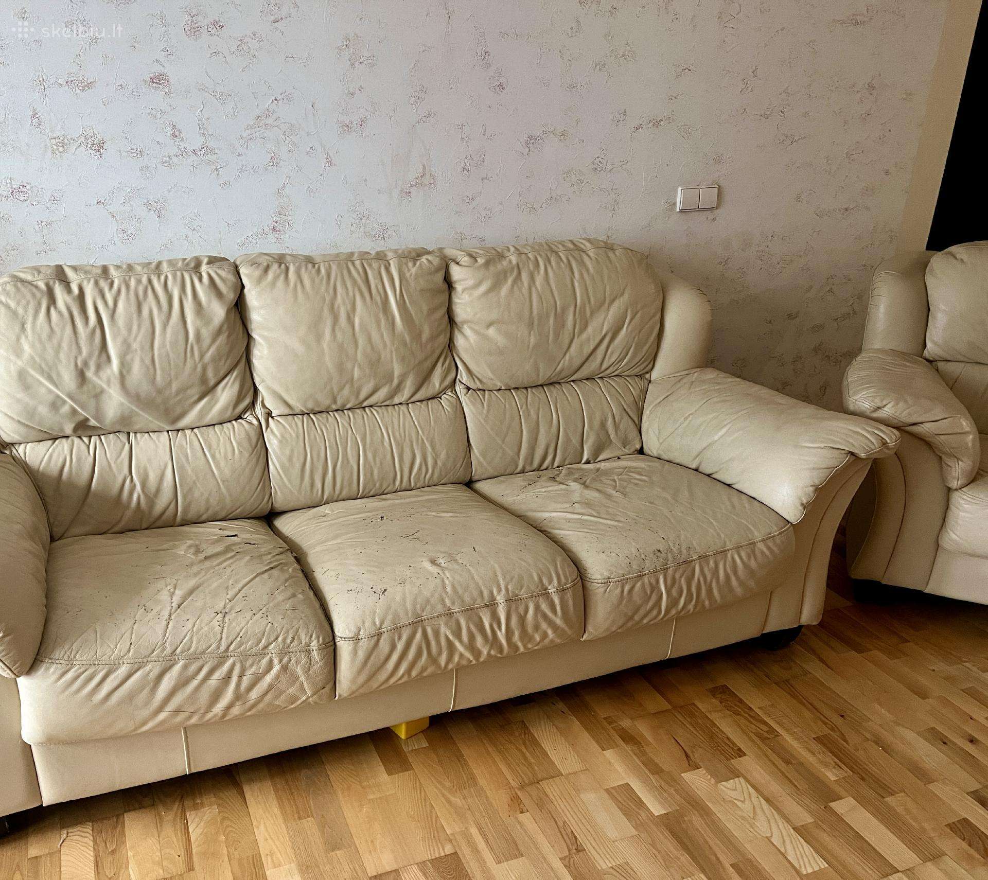 Dovanojame naturalios odos sofa ir foteli Vilnius