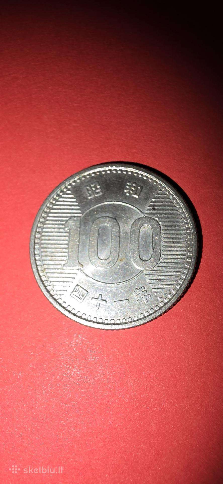 Japonija 100 jenų 1966,sidabras 0,600.