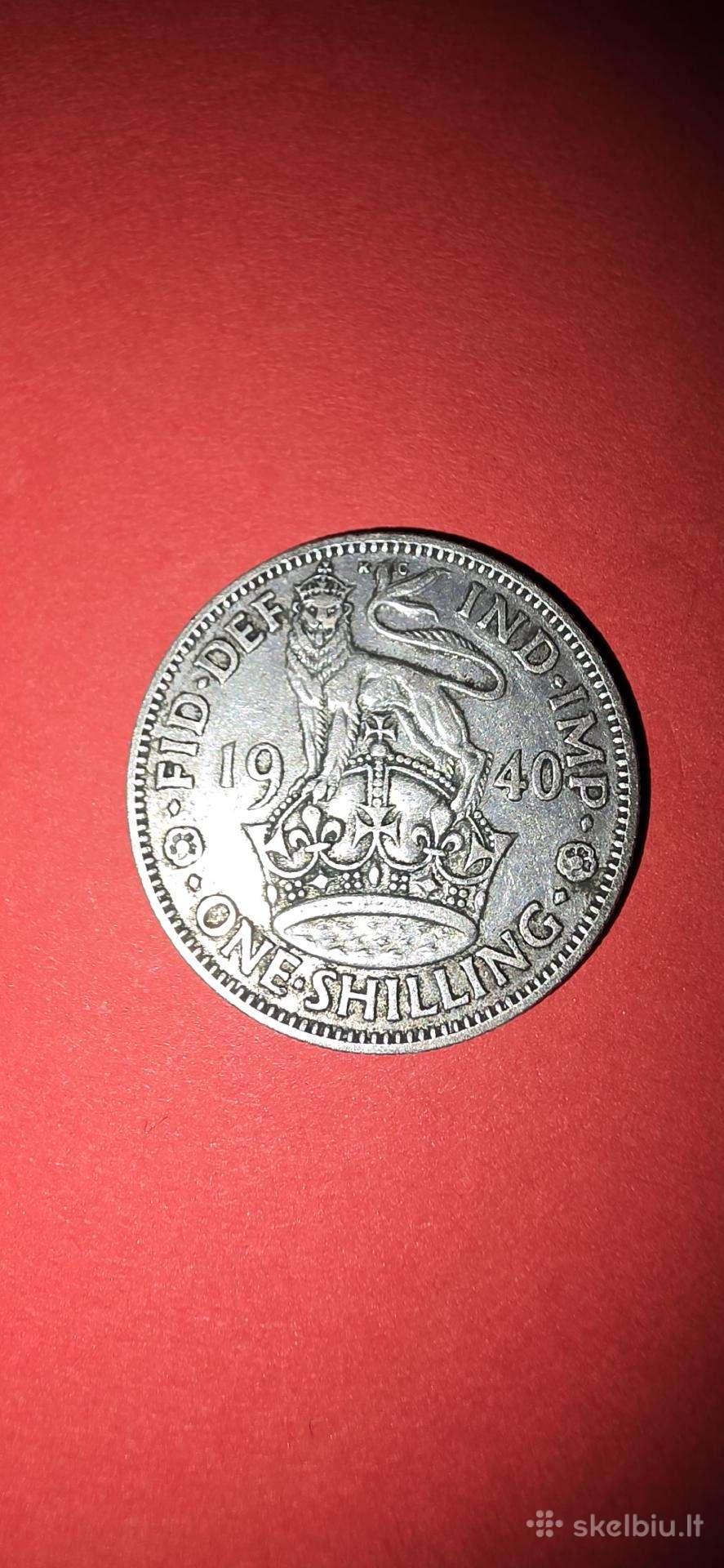 D.britanija 1 šilingas 1940,sidabras 0,500.