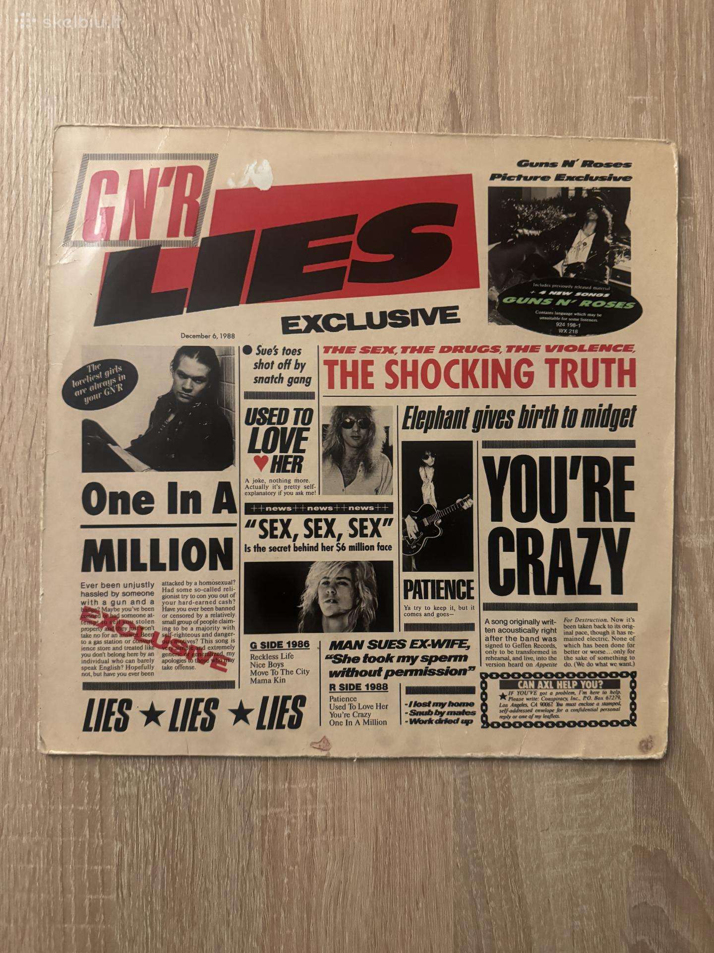 Guns N' Roses – G N' R Lies 1988 Lp vinyl