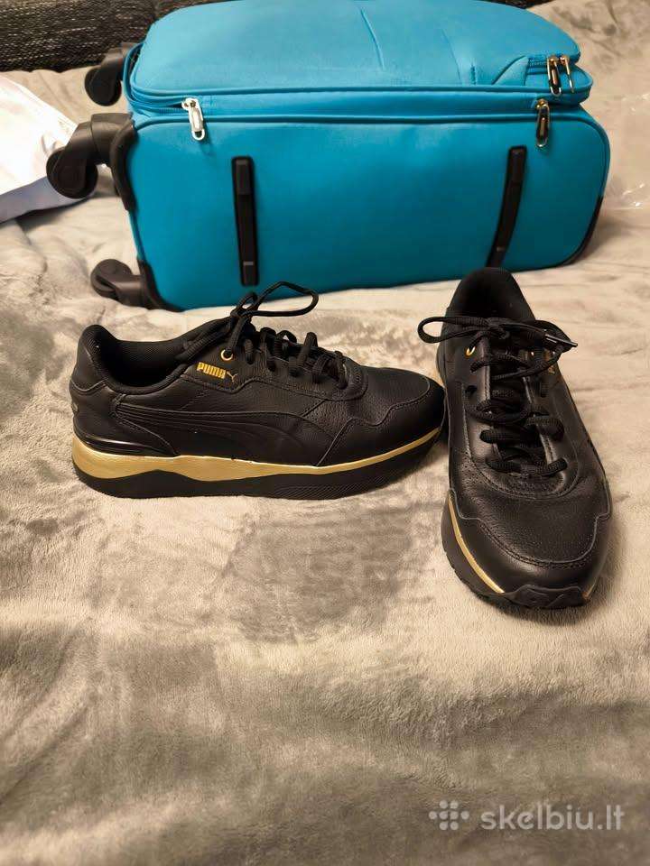 Puma odiniai sportiniai batai juodi su auksu 40.5