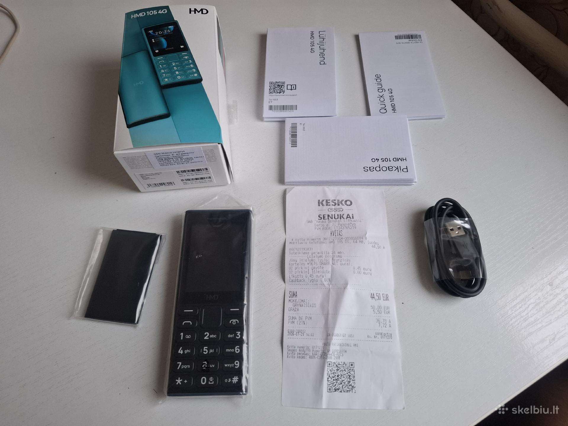Naujas Hmd 105 4G Dual sim mobilus telefonas