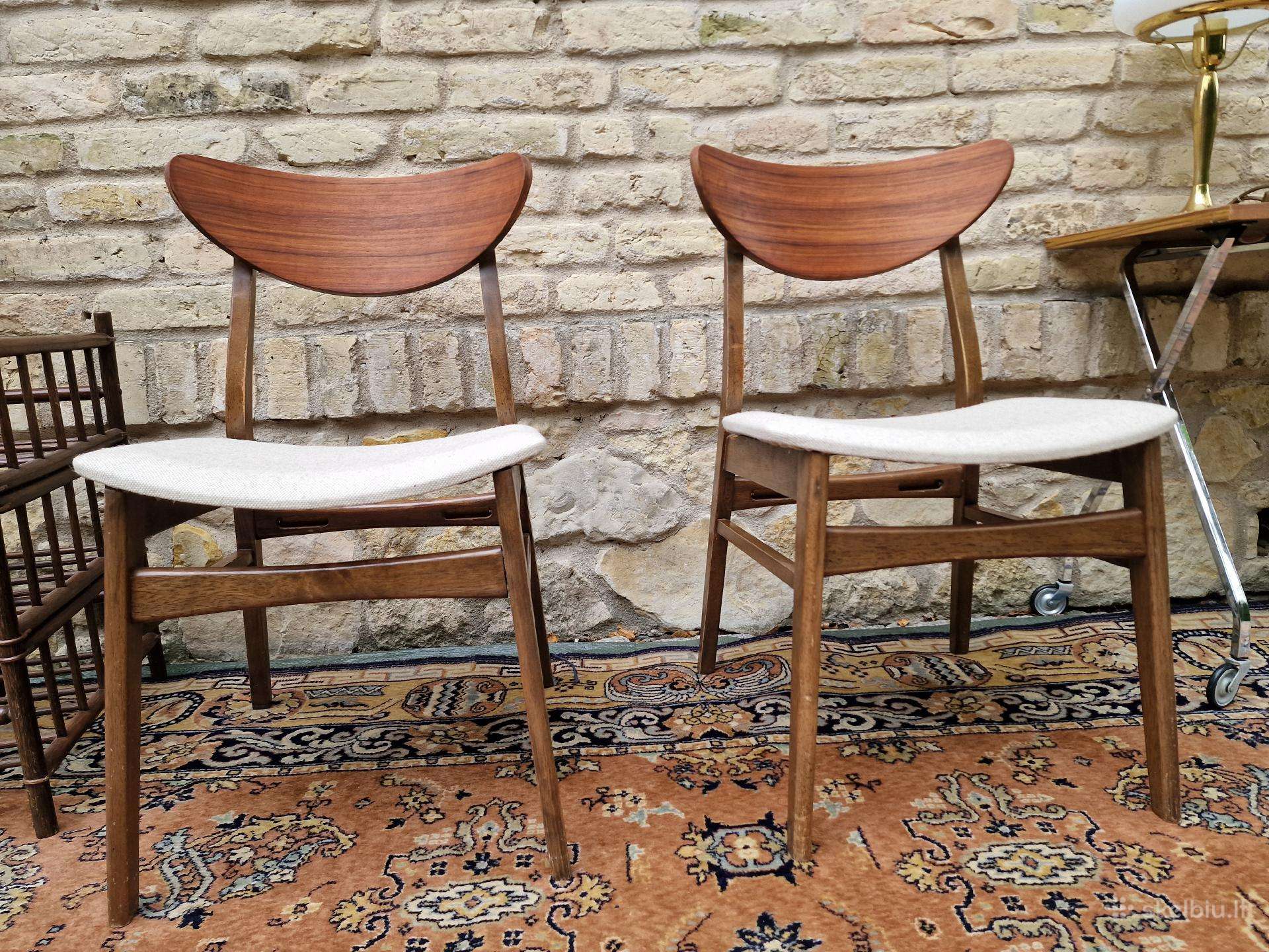 Vintažinės mid century bukmedžio/tiko kėdės