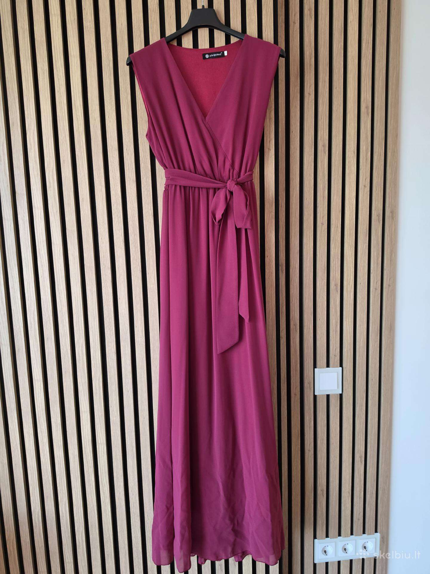 Elegantiška bordo / fuksijų spalvos maxi suknel