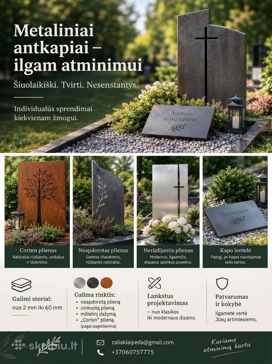 Paminklai, antkapiai iš plieno