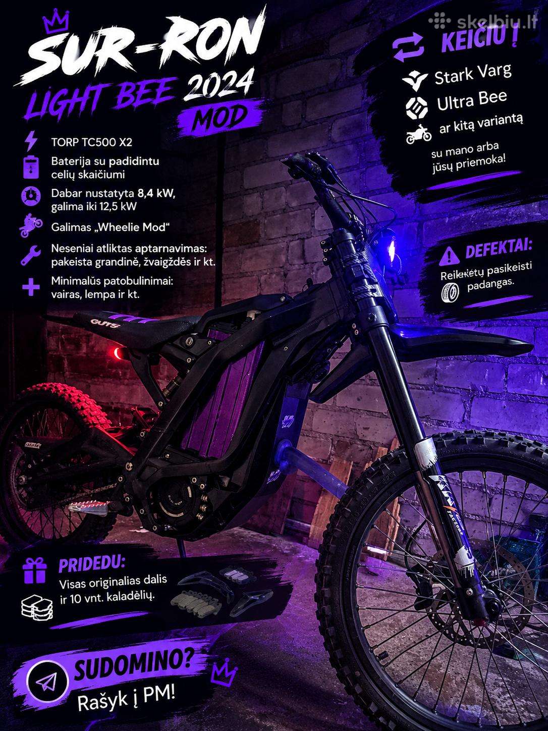 Surron modintas su wheelie mod
