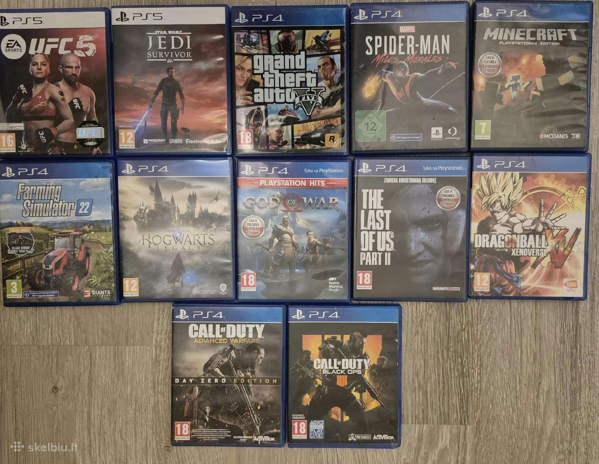 Ps4 / Ps5 žaidimai: Gta V, Spider-man, Ufc 5