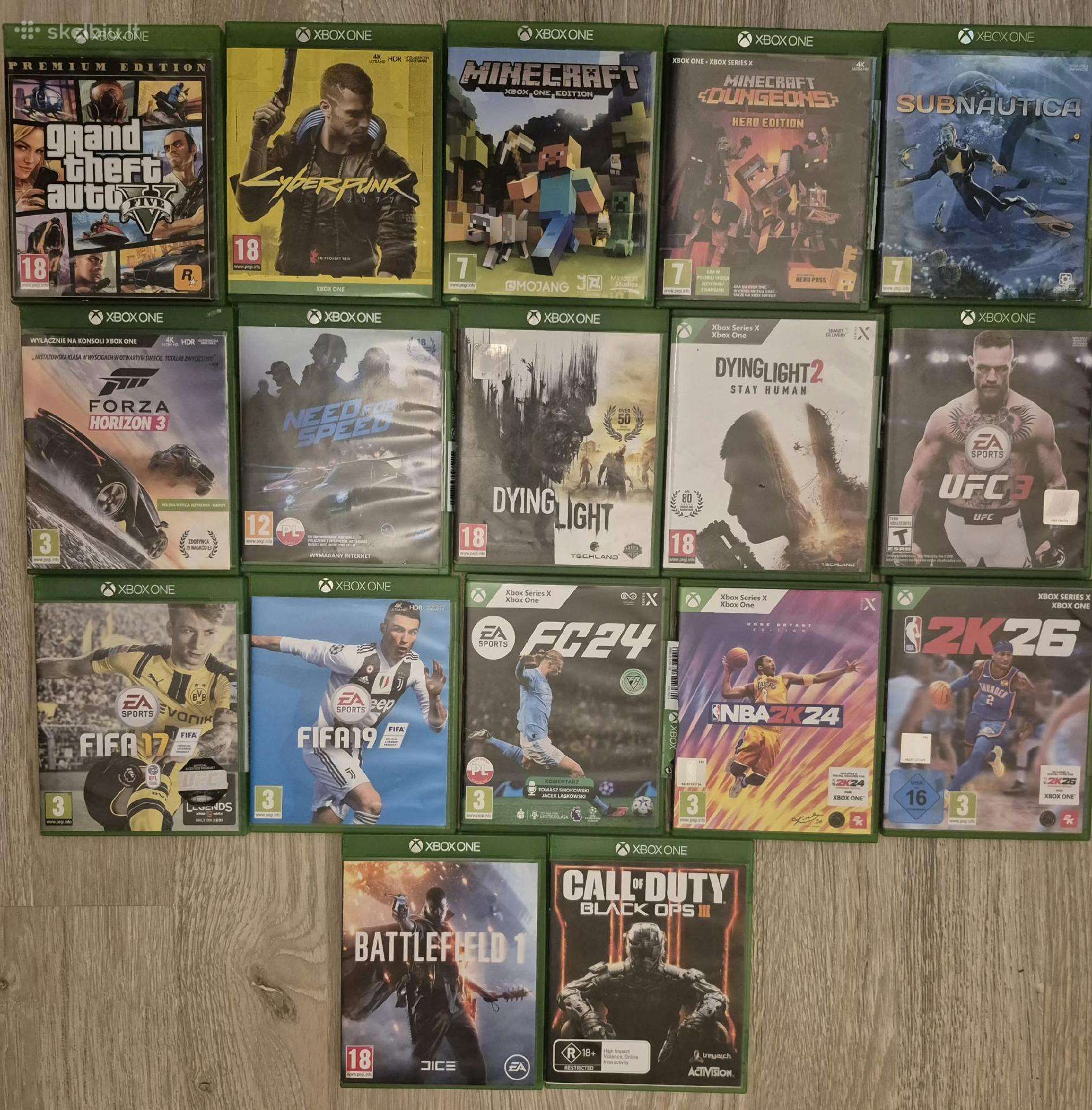 Xbox One / Series X žaidimai: Gta V, Cyberpunk, Fc