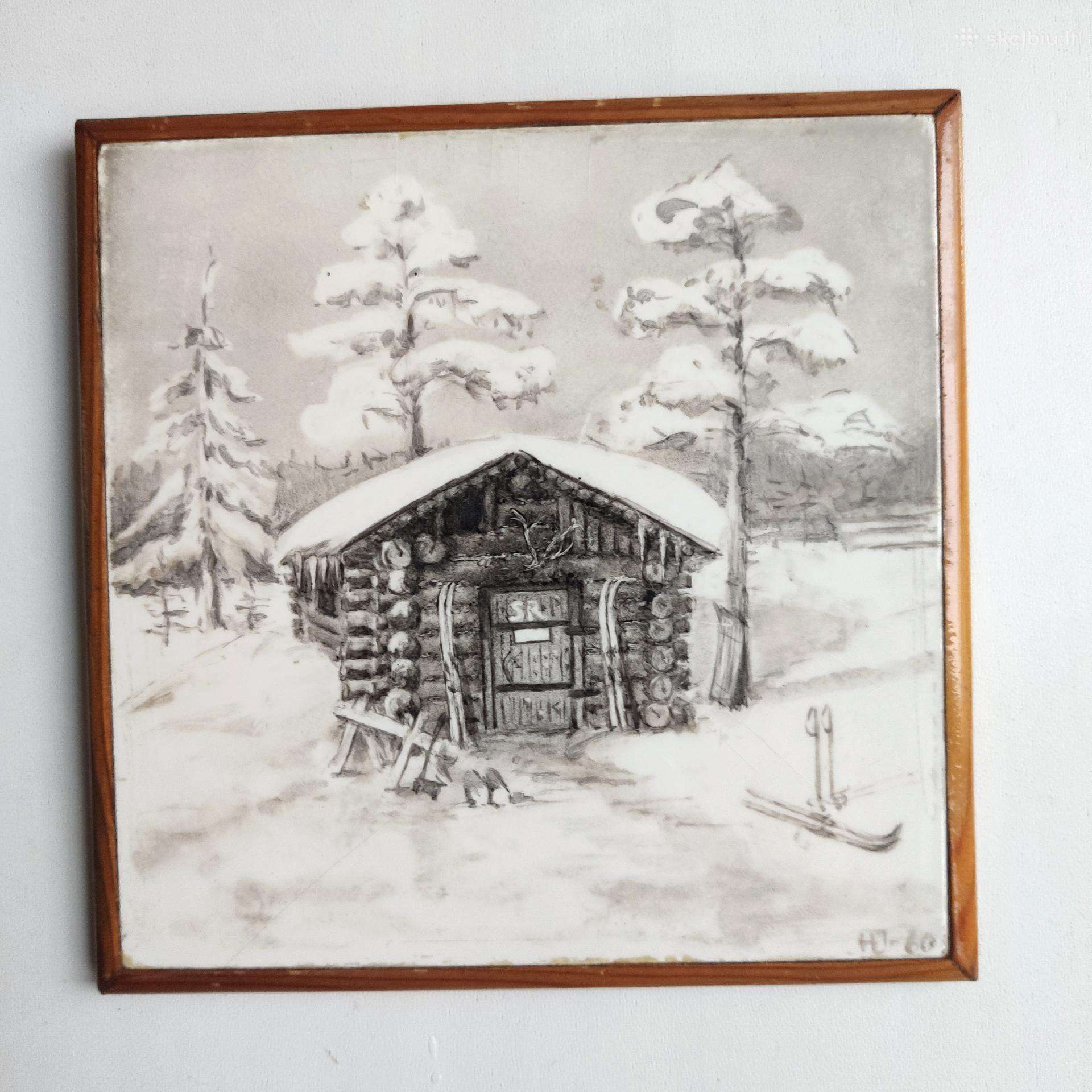 Vintažinis keraminis paveikslas-plytelė 1960 m.